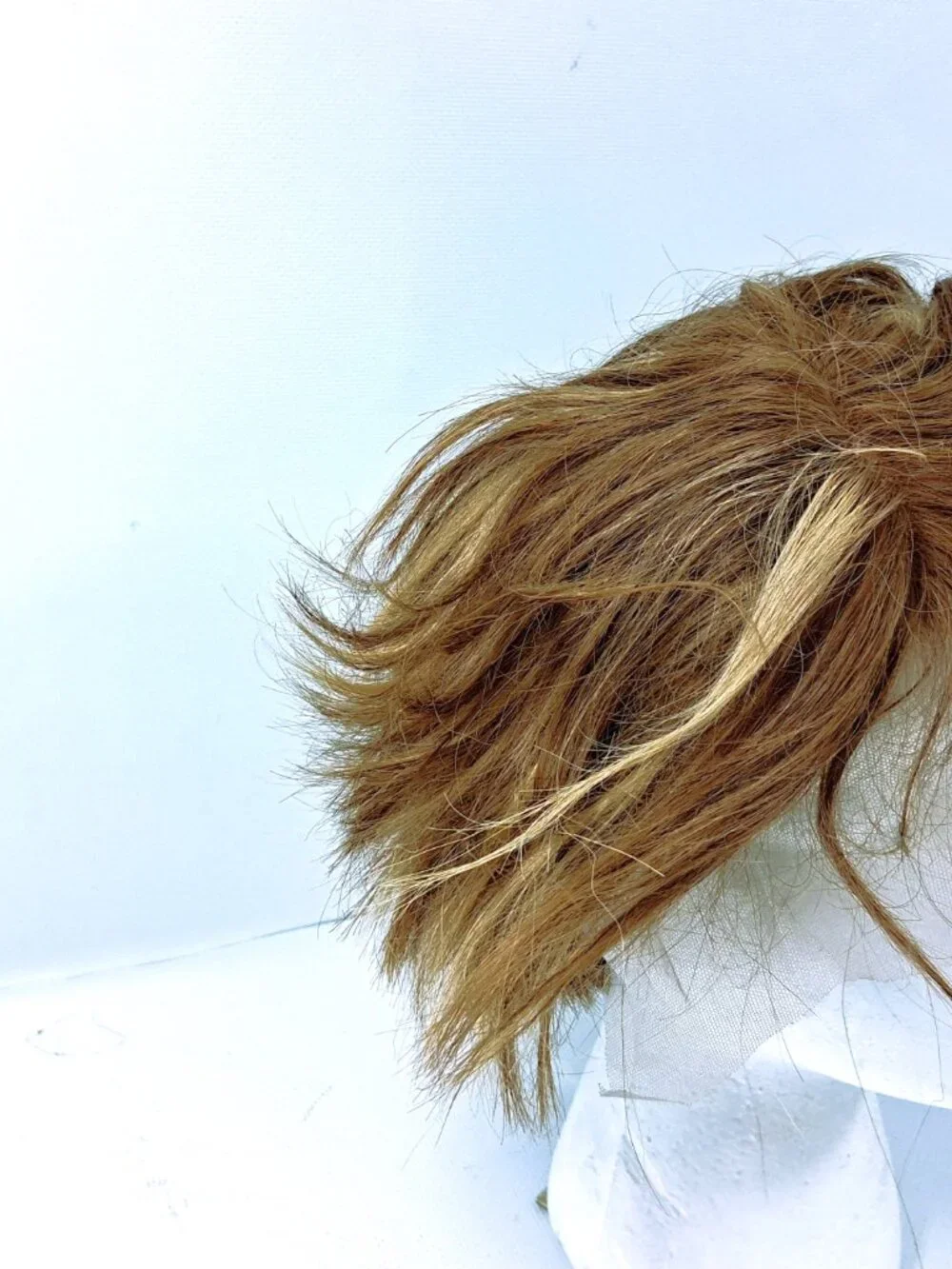 Wig Short Layered Bob Auburn Strawberry Blonde Highlights Lace Front